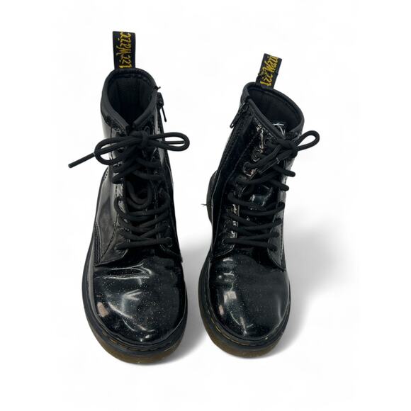 Doc Marten 1460 Black Glitter Lace Up Boots Size 3 Combat Shinny Ankle Boot - Picture 2 of 7